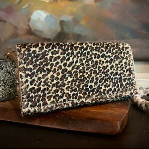 Holy Cow Couture Leopard Cowhide and Leather Bandit Wallet